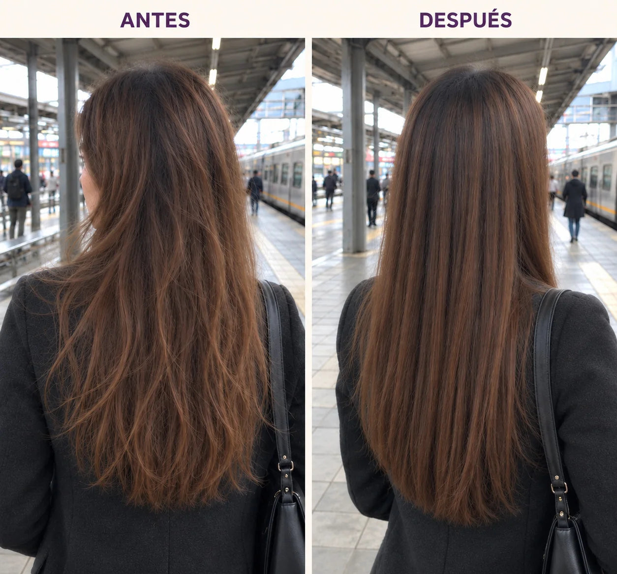 Comparativa de cabello antes y después 2